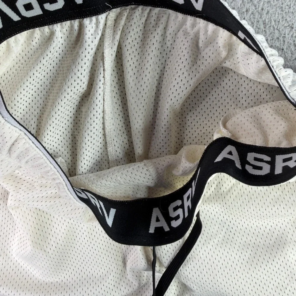 ASRV‎ Shorts Mens Medium Bone White SilverLite Mesh Zipper Gym Training